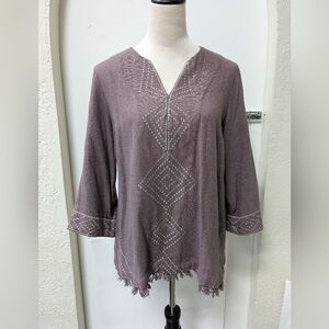 Soft Surroundings Tunic Sands Drift Top Fringe Size M